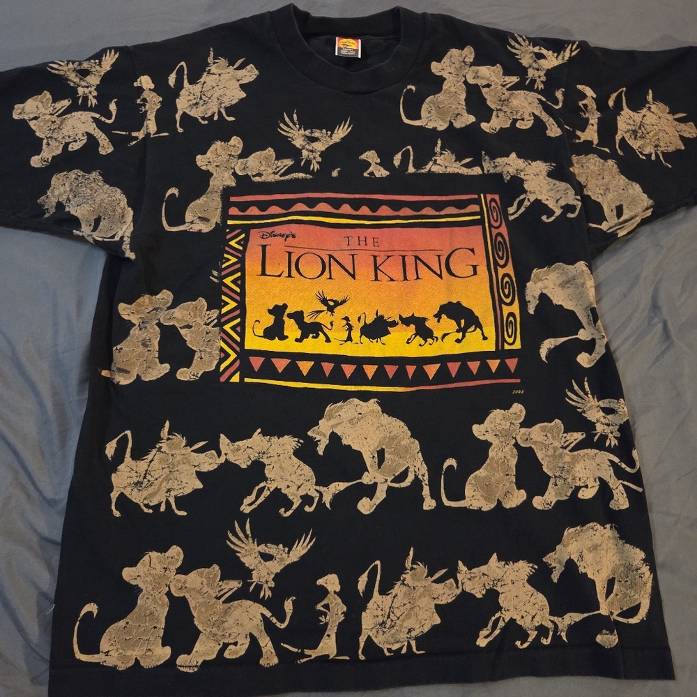 Disney Mens Vintage 90s The Lion King All Over Print Movie Shirt Jerry Leigh